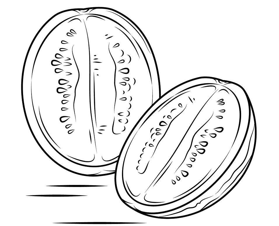 Coloriage Pastèque Coupée en Deux