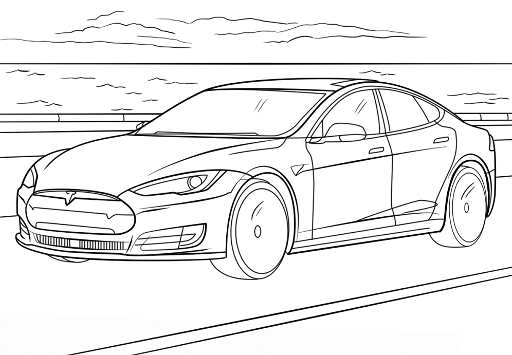 Coloriage Voiture Tesla Model S à imprimer