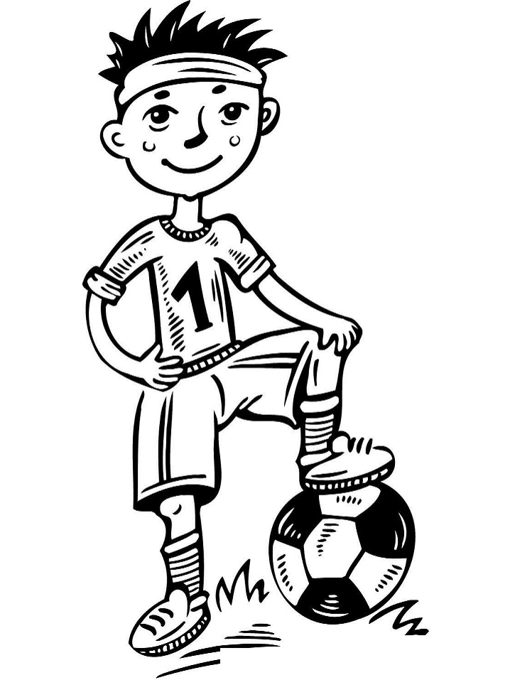 Coloriage Jeune Joueur de Football
