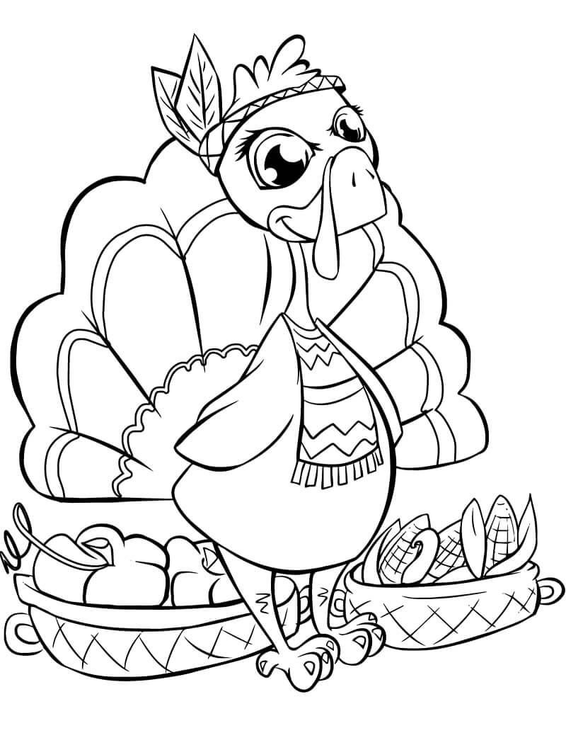 Coloriage Dinde Mignonne 1