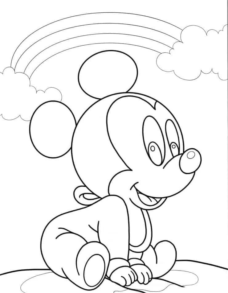 Coloriage Mickey Mouse chez les enfants à imprimer