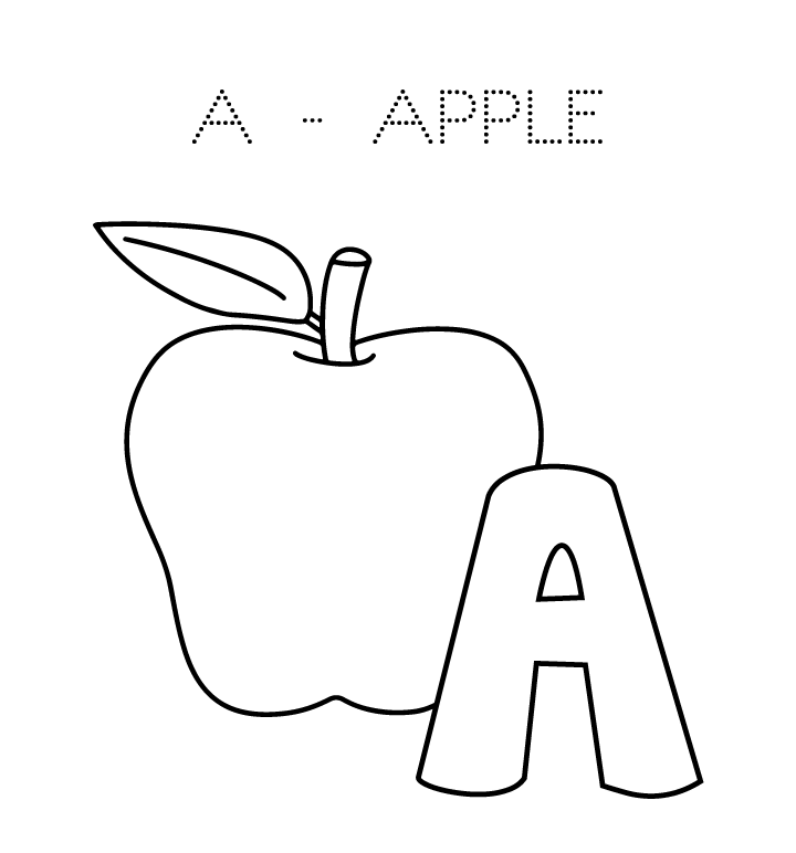 Coloriage A est pour Apple à imprimer
