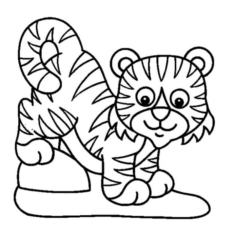 Coloriage Adorable tigre à imprimer