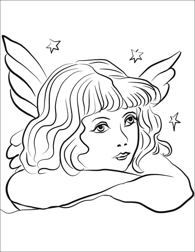 Coloriage Ange pensant à imprimer