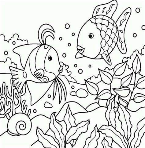 Coloriage Aperçu des poissons à imprimer