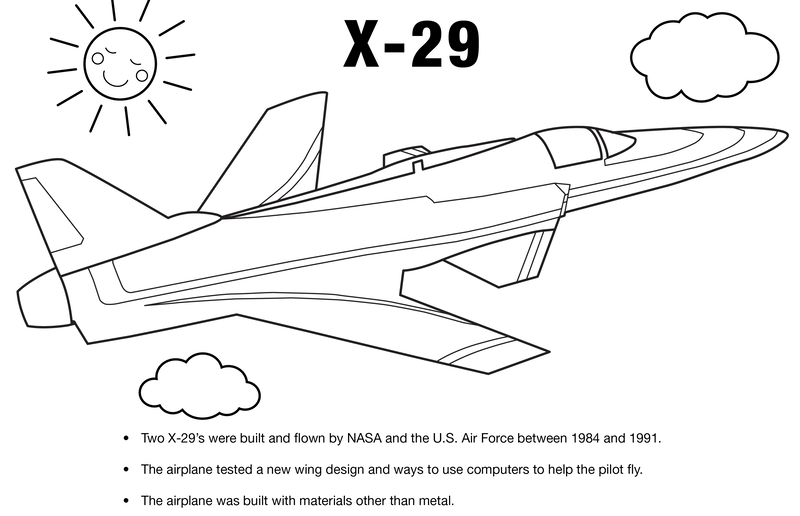 Coloriage Avion X29 à imprimer