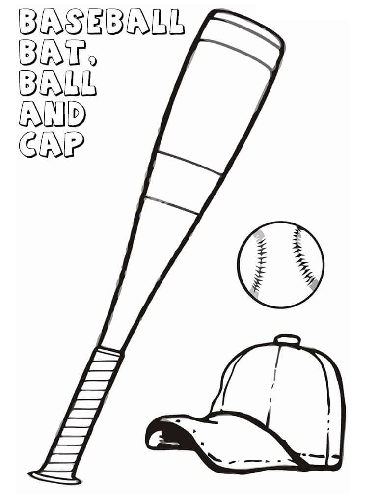 Coloriage Batte et balle de baseball 1 à imprimer