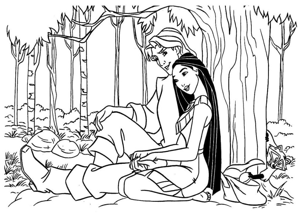 Coloriage Belle Pocahontas à imprimer