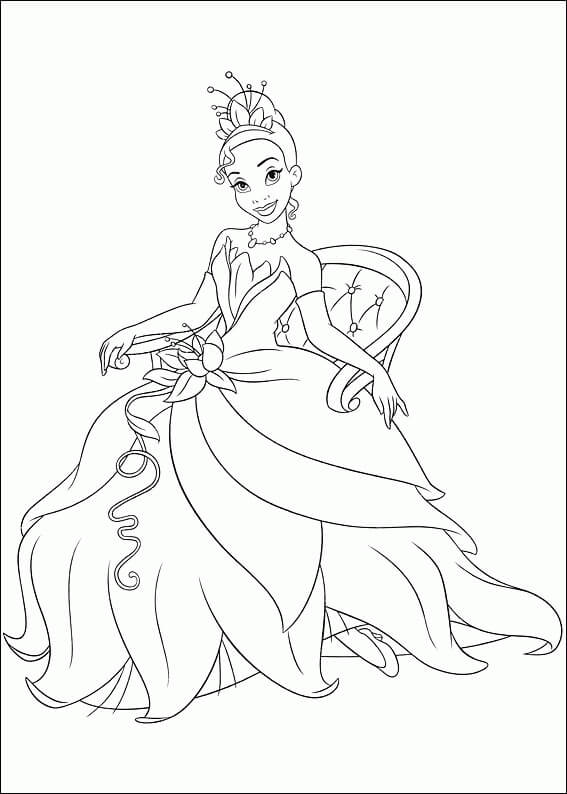 Coloriage Belle Princesse Tiana 1