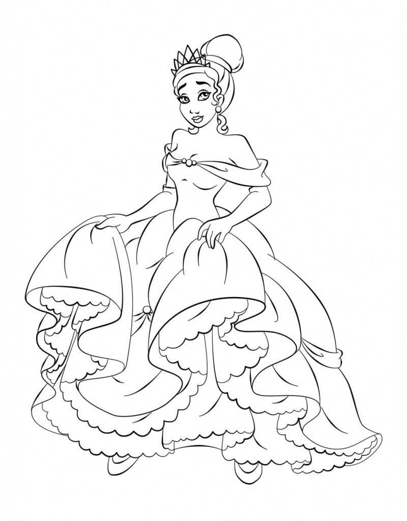 Coloriage Belle Princesse Tiana 3 à imprimer