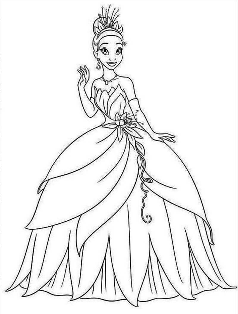 Coloriage Belle Princesse Tiana 5 à imprimer