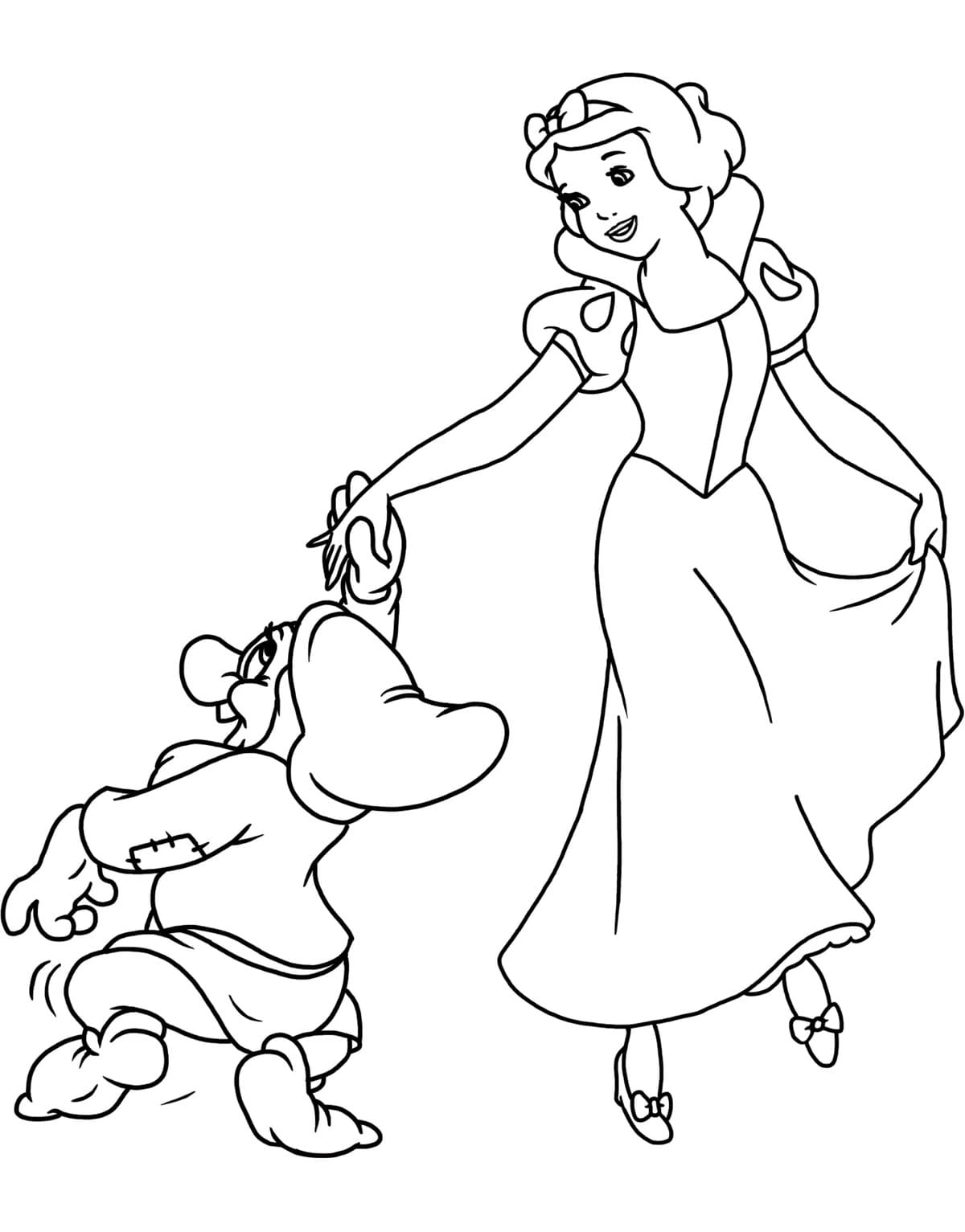 Coloriage Blanche Neige et le nain à imprimer