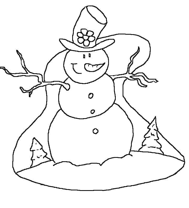 Coloriage Bonhomme De Neige De Noël