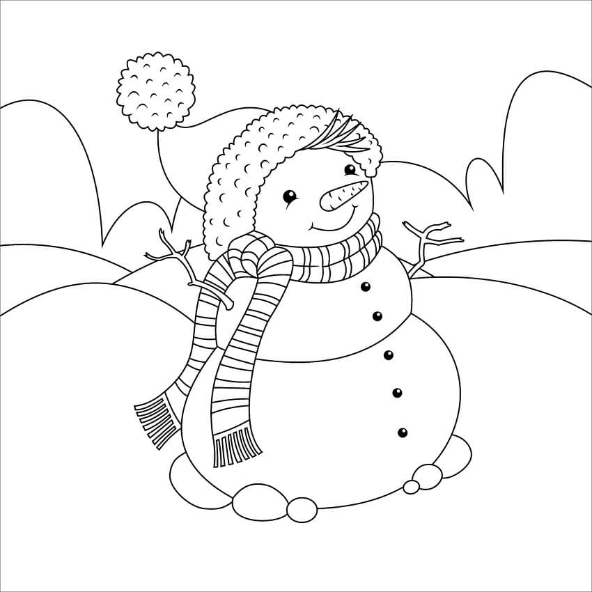 Coloriage dessin bonhomme de neige en Ligne Gratuit à imprimer