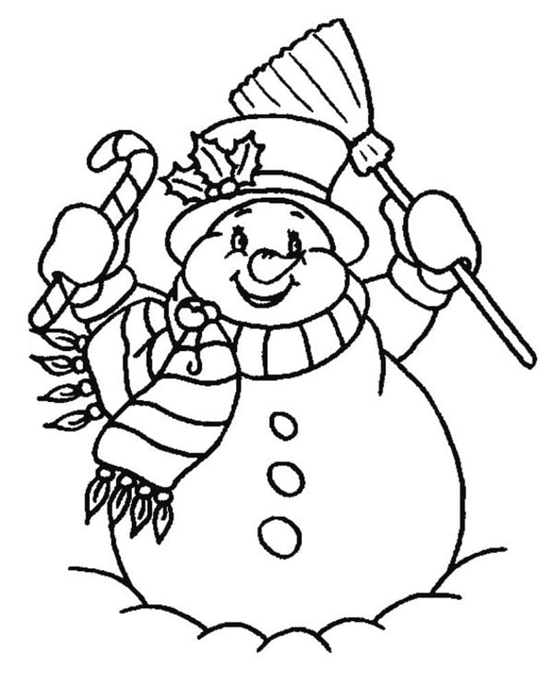 Coloriage Bonhomme De Neige Souriant