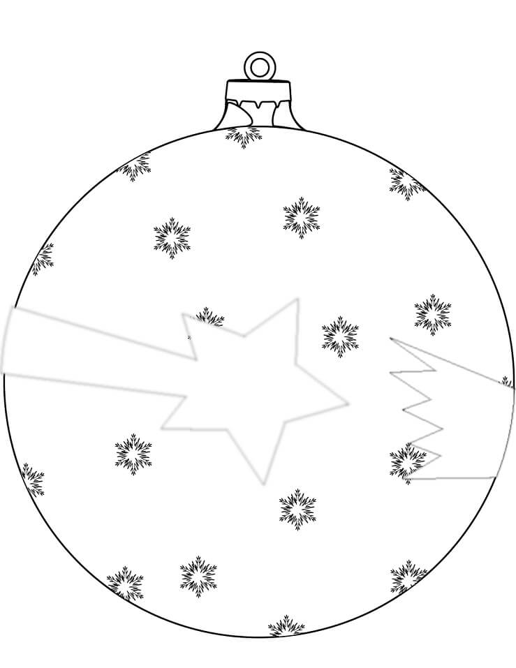 Coloriage Boule de Noël avec étoile filante à imprimer