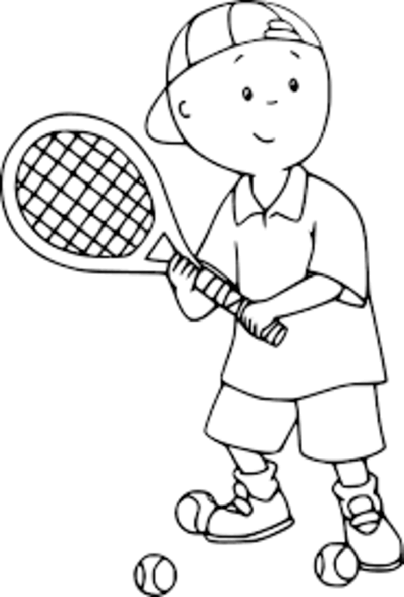 Coloriage Caillou joue au tennis