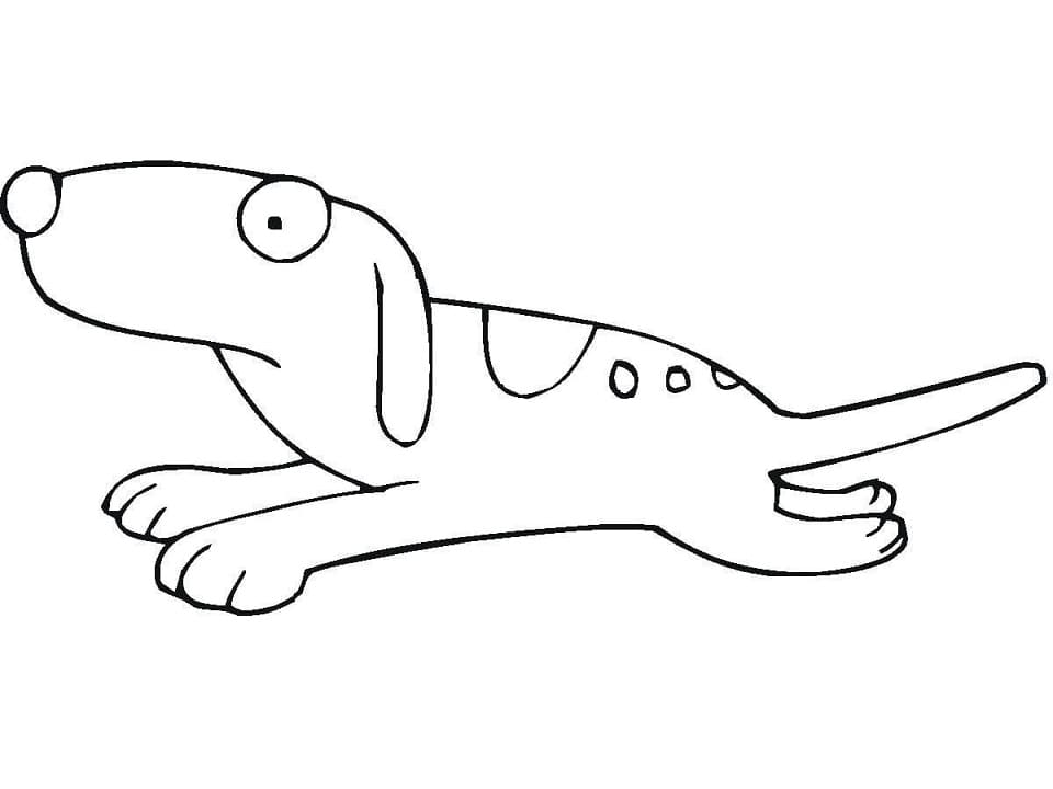 Coloriage caricature d’un chien en mouvement à imprimer