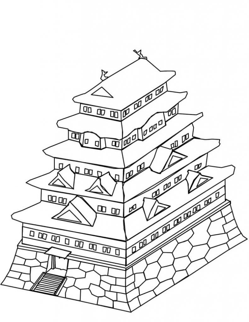 Coloriage Château japonais à imprimer