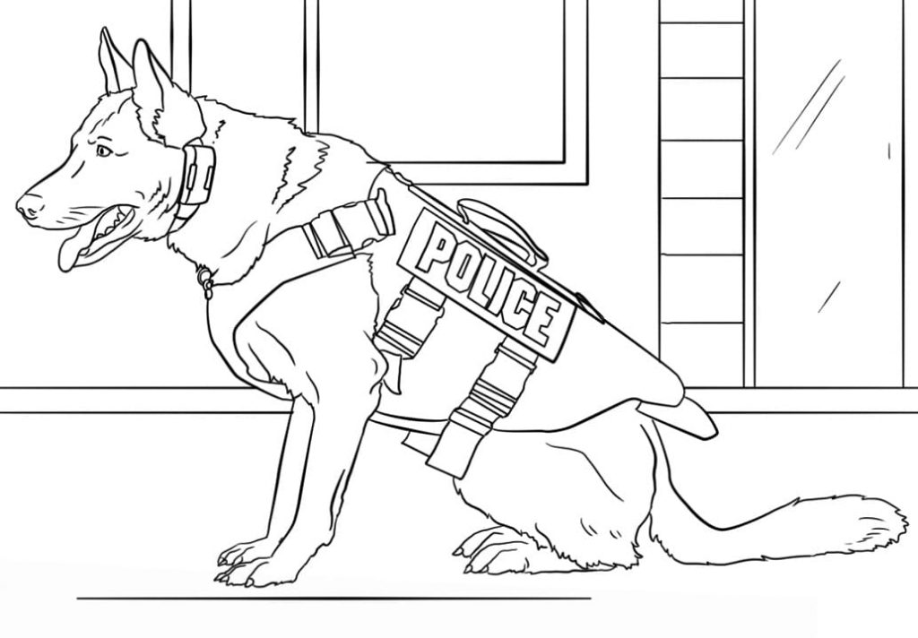 Coloriage chien de police à imprimer