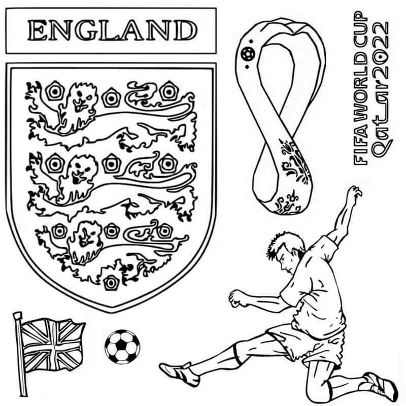 Coloriage Coupe du monde de football Angleterre à imprimer
