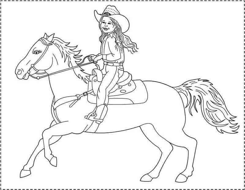 Coloriage Cow-girl et cheval à imprimer