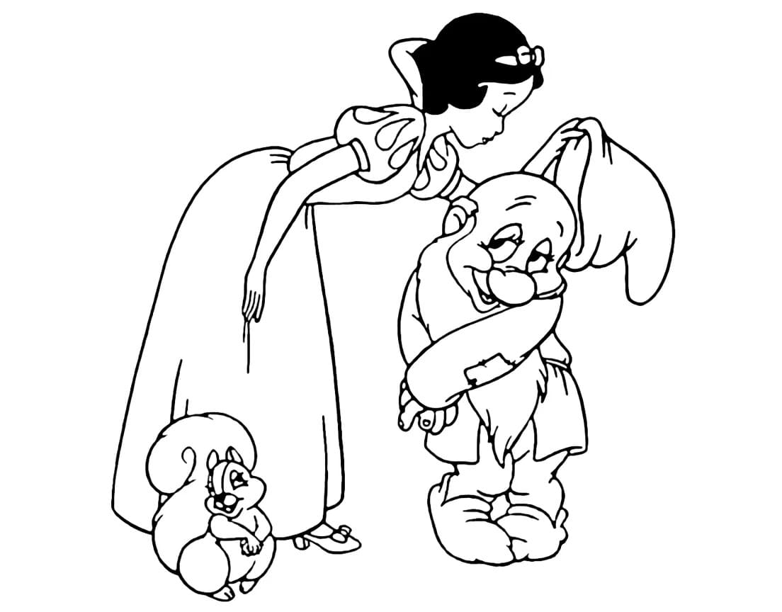 Coloriage Dessine Blanche Neige et le nain à imprimer