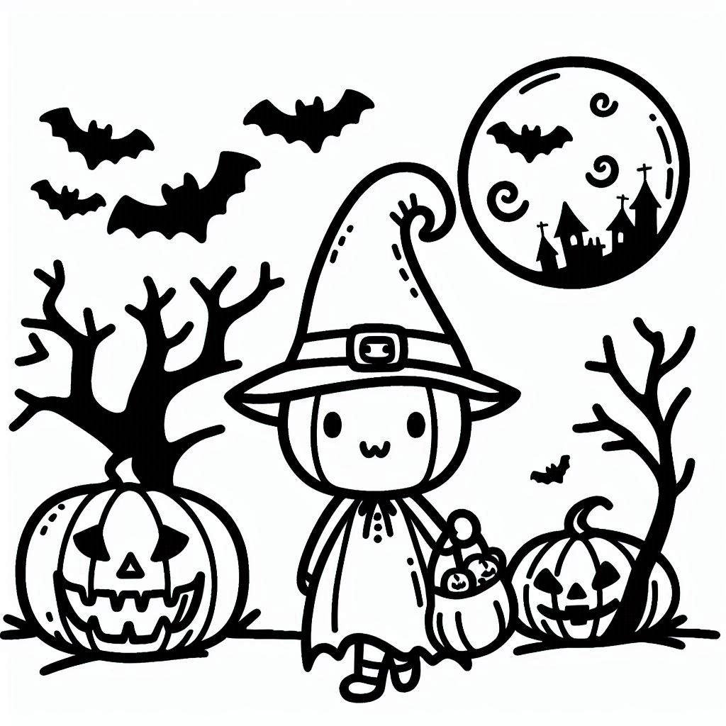 Coloriage Dessine Halloween mignon à imprimer