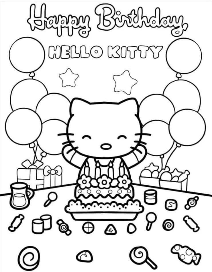 Coloriage Dessine Hello Kitty heureuse