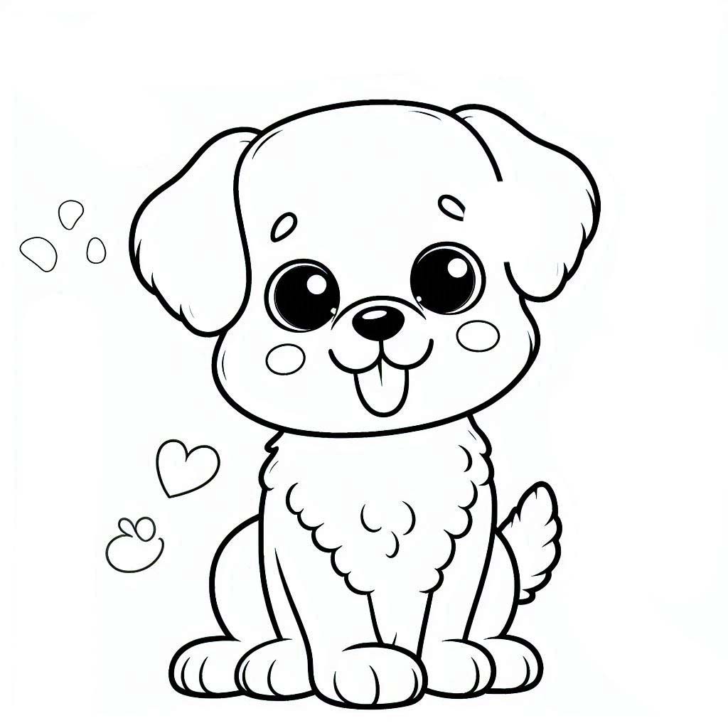 Coloriage Dessine un chien mignon à imprimer