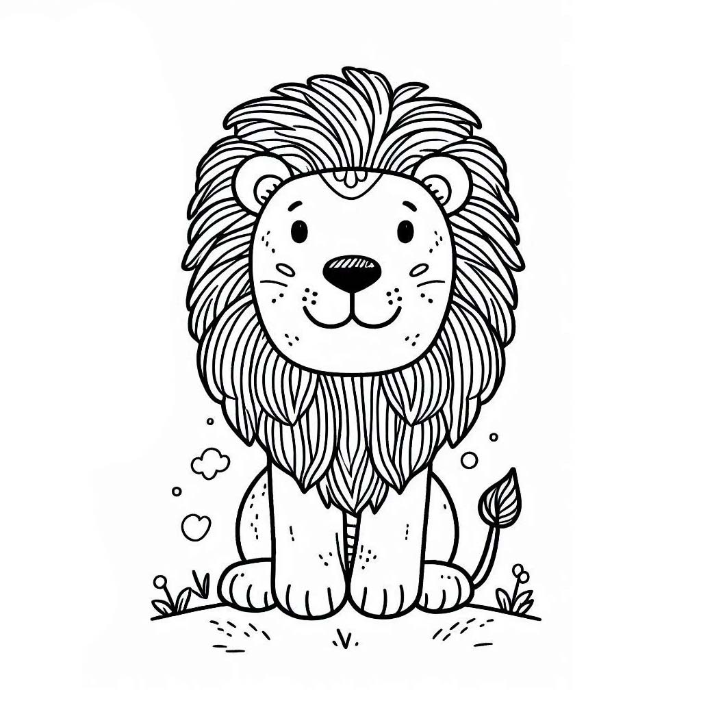 Coloriage Dessine un lion mignon