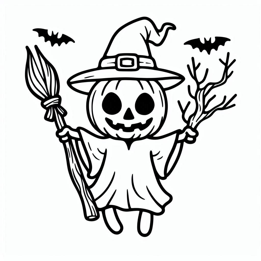 Coloriage Dessiner Halloween mignon basique à imprimer