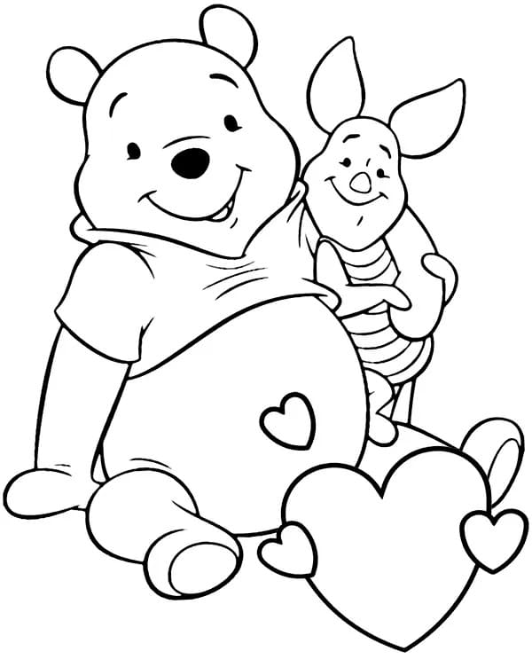 Coloriage Dessiner mignons Pooh et Piglet