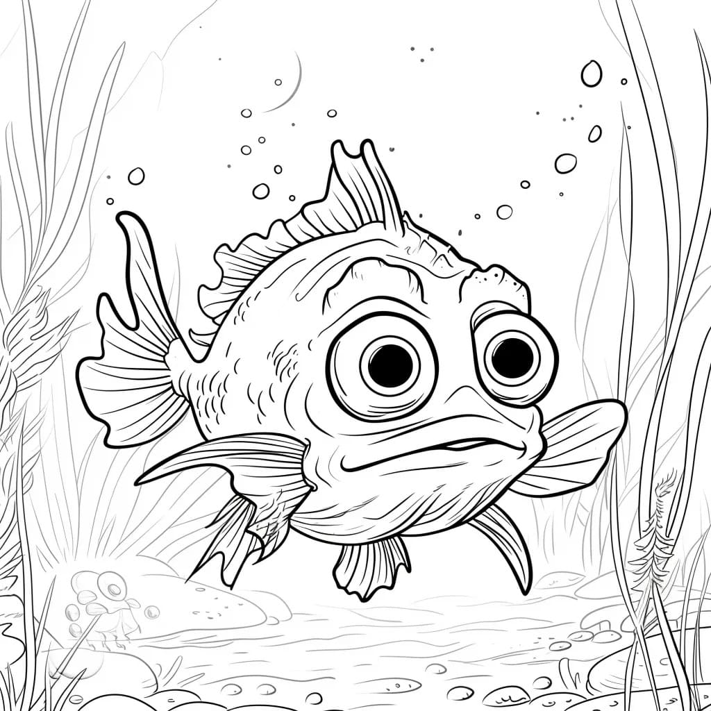 Coloriage Dessiner poisson drôle