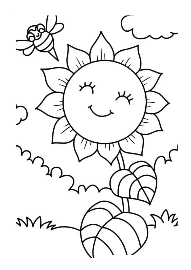Coloriage Dessiner tournesol très simple à imprimer