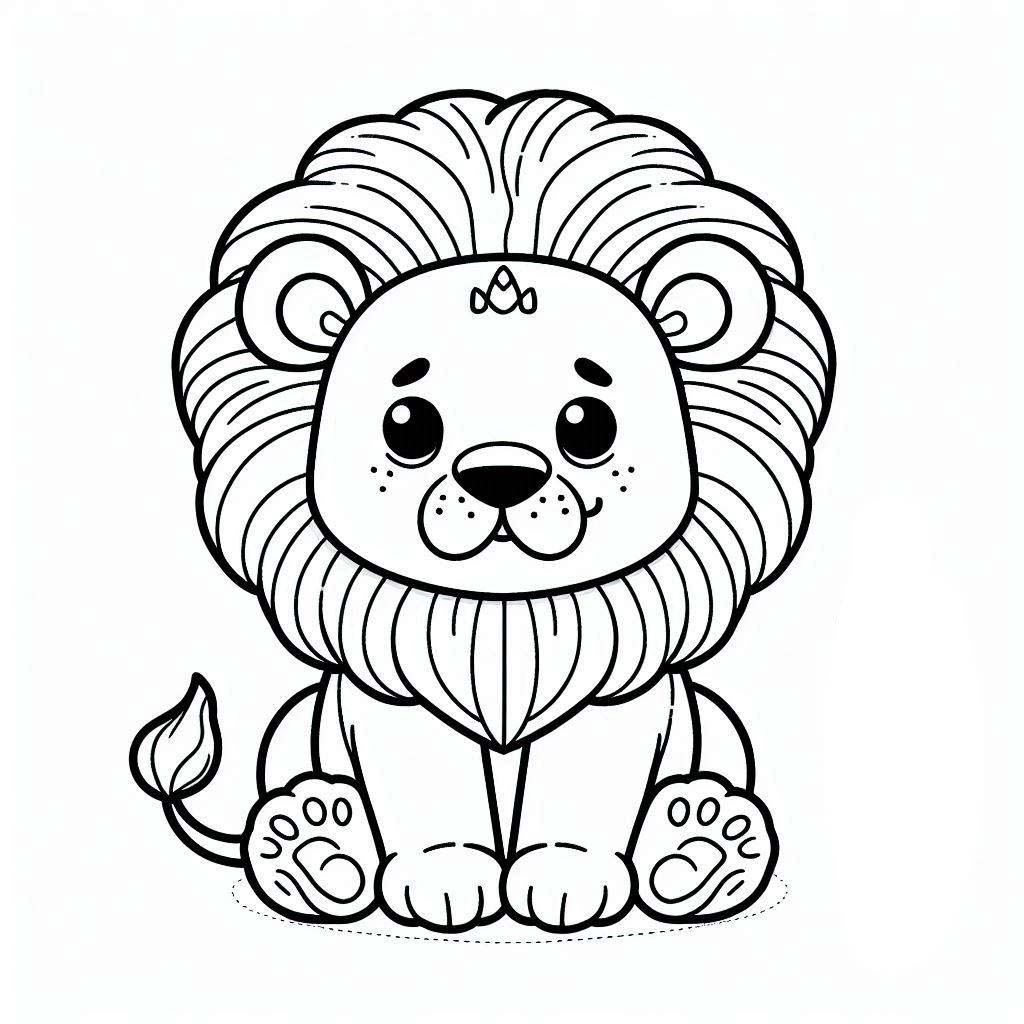 Coloriage Dessiner un lion chibi mignon