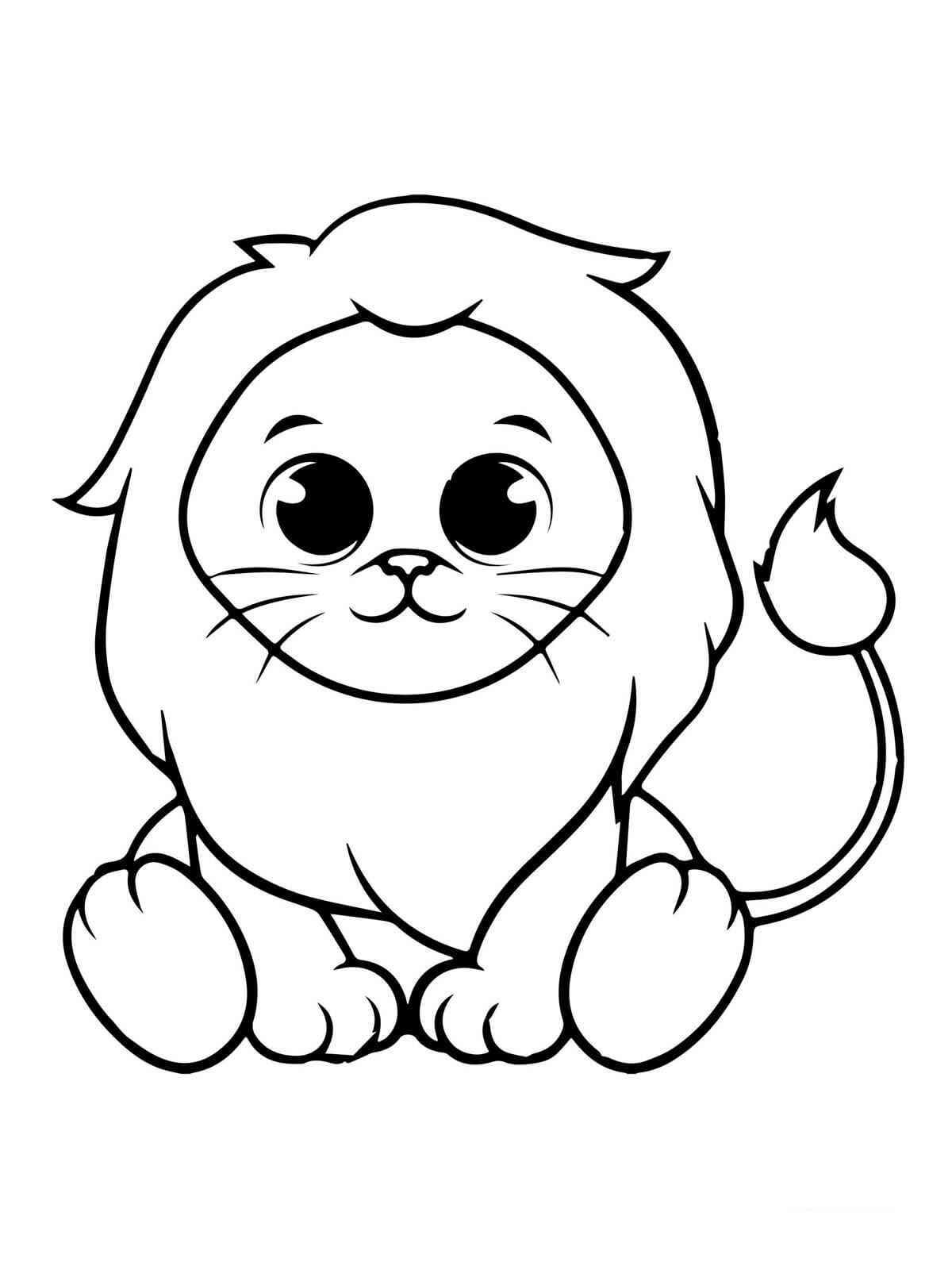 Coloriage Dessiner un lion kawaii