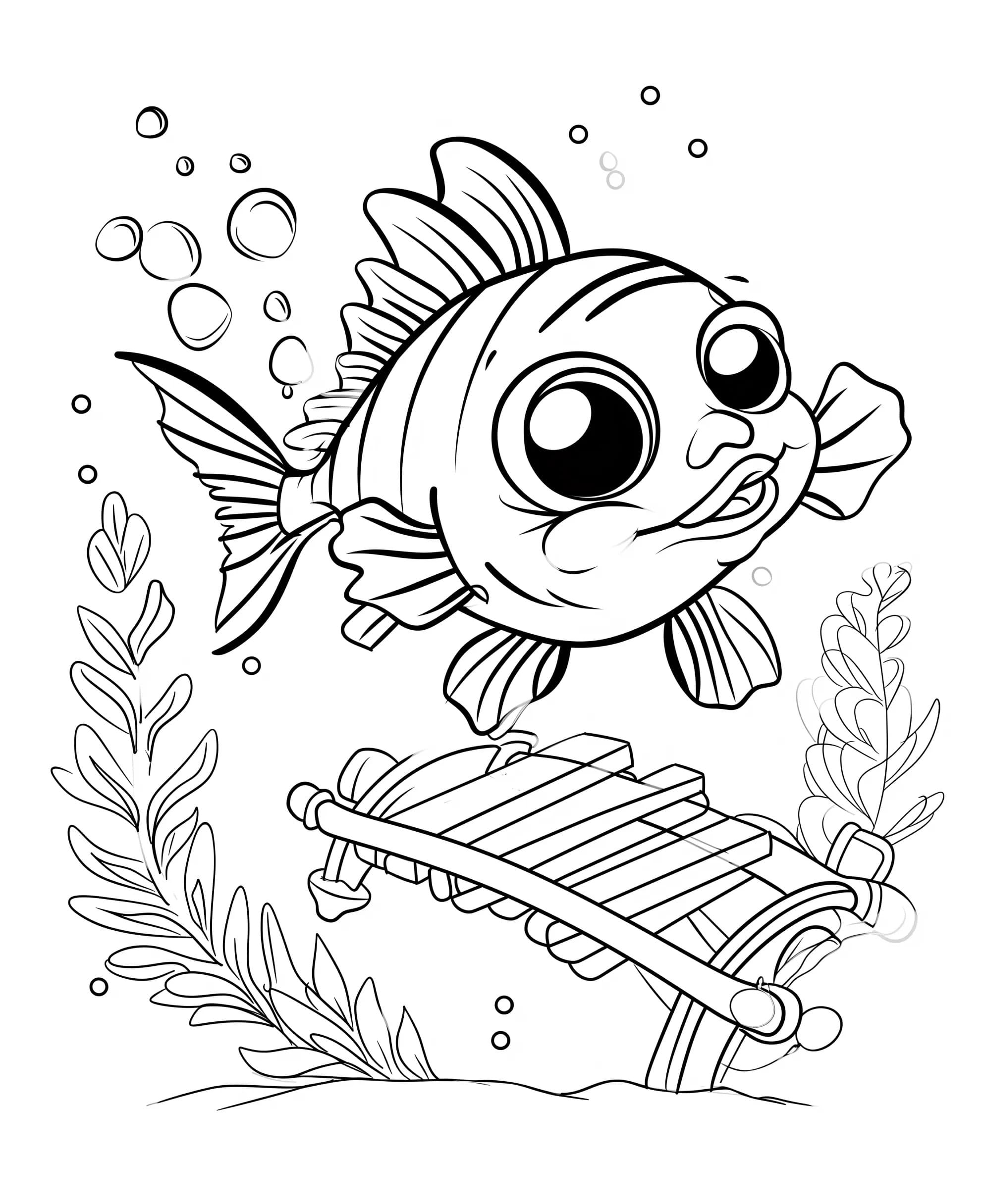 Coloriage Dessiner un poisson imprimable gratuit