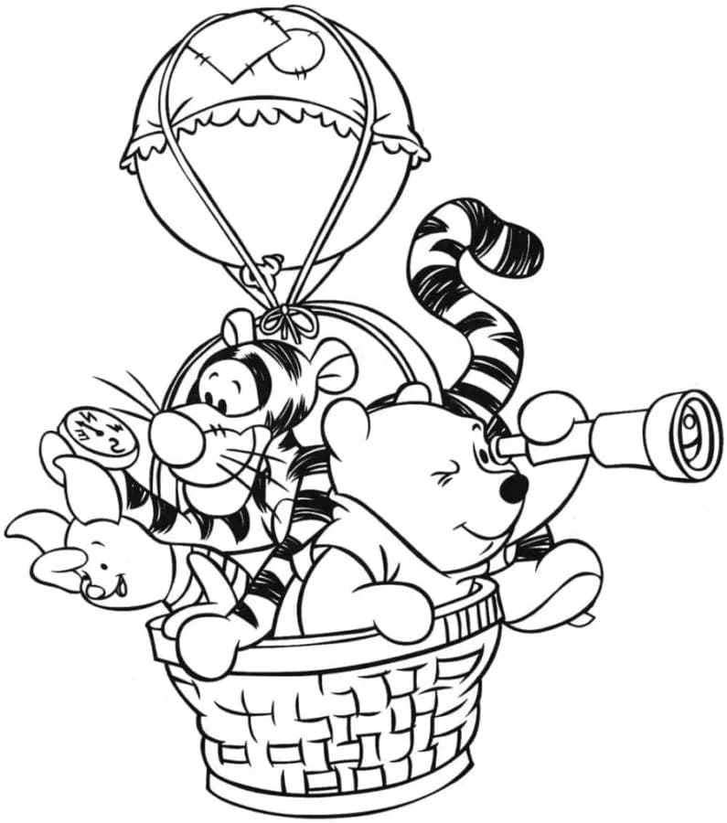 Coloriage Dessinez Winnie l'ourson amusante avec des amis