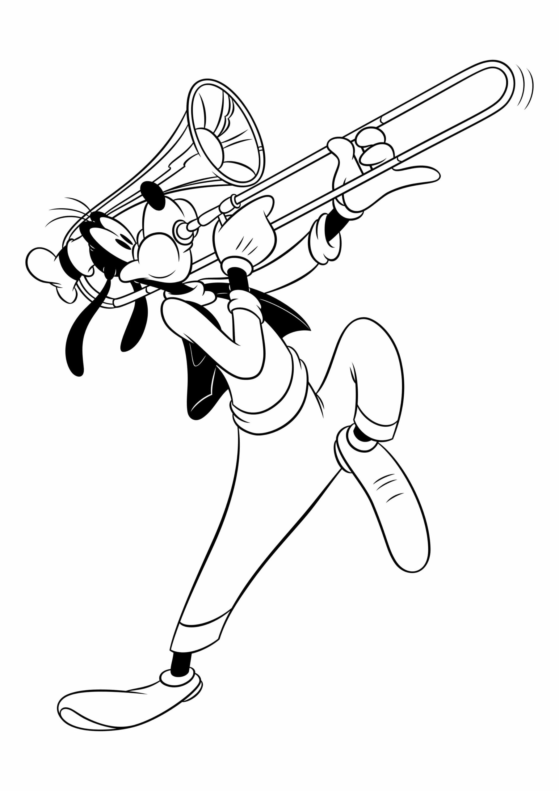 Coloriage Dingo joue du trombone à imprimer