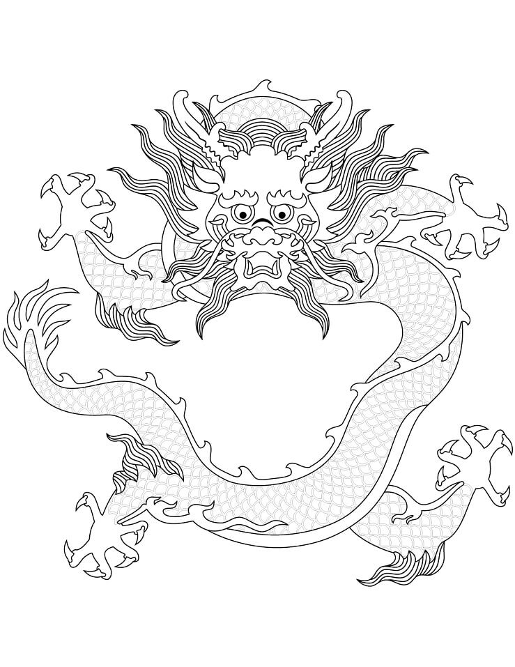 Coloriage Dragon chinois à imprimer