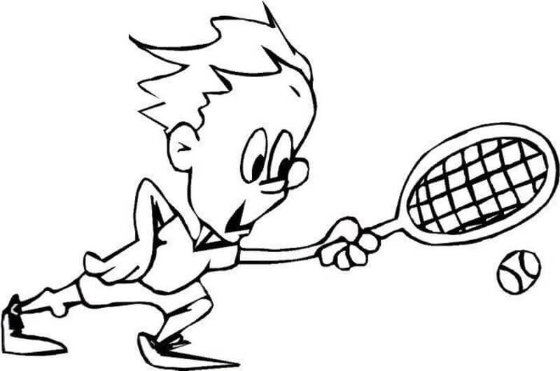 Coloriage Enfant jouer au tennis