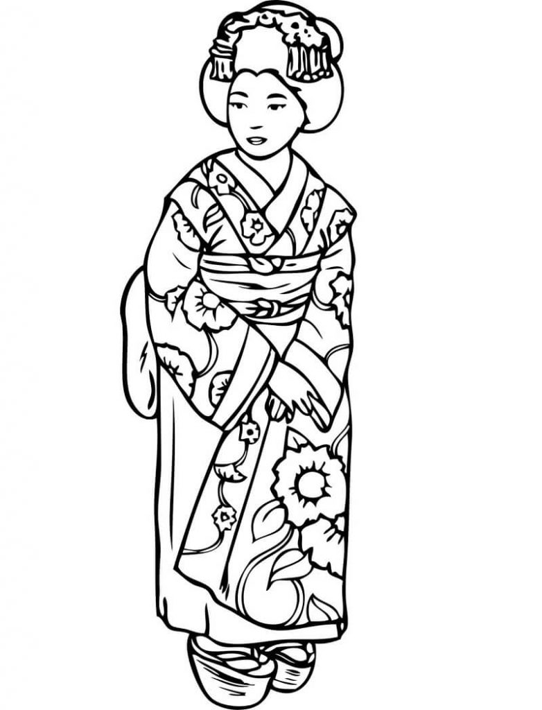 Coloriage Femme japonaise à imprimer