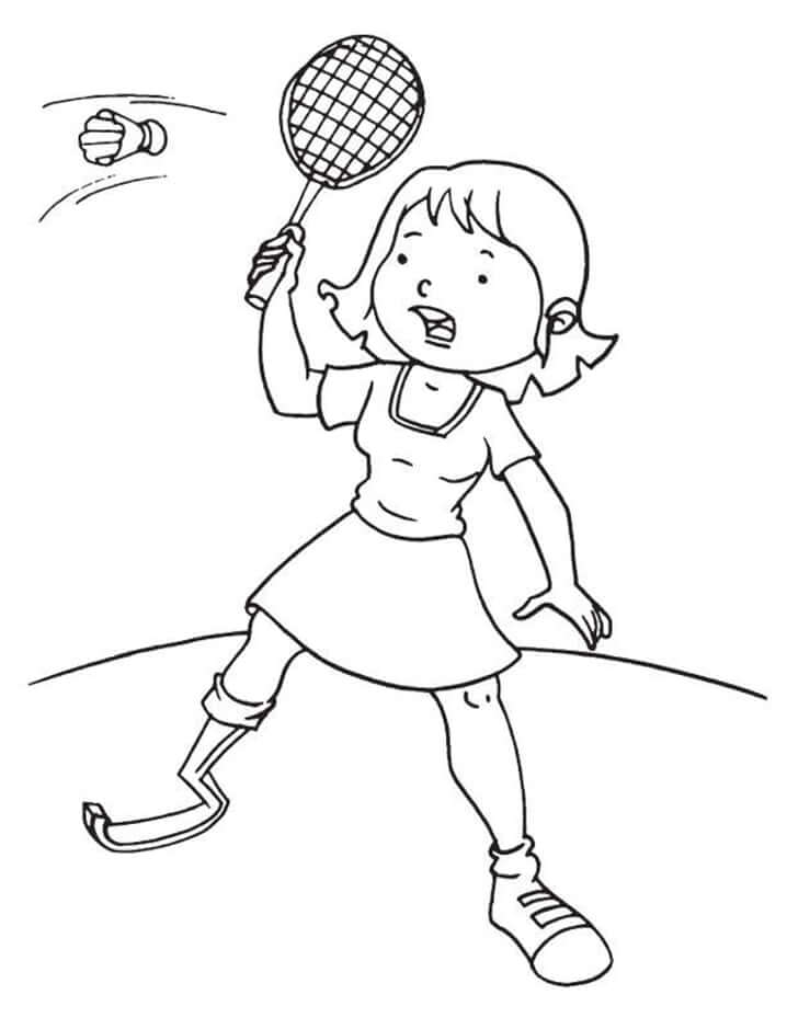 Coloriage Fille Jouant au Badminton 4 à imprimer