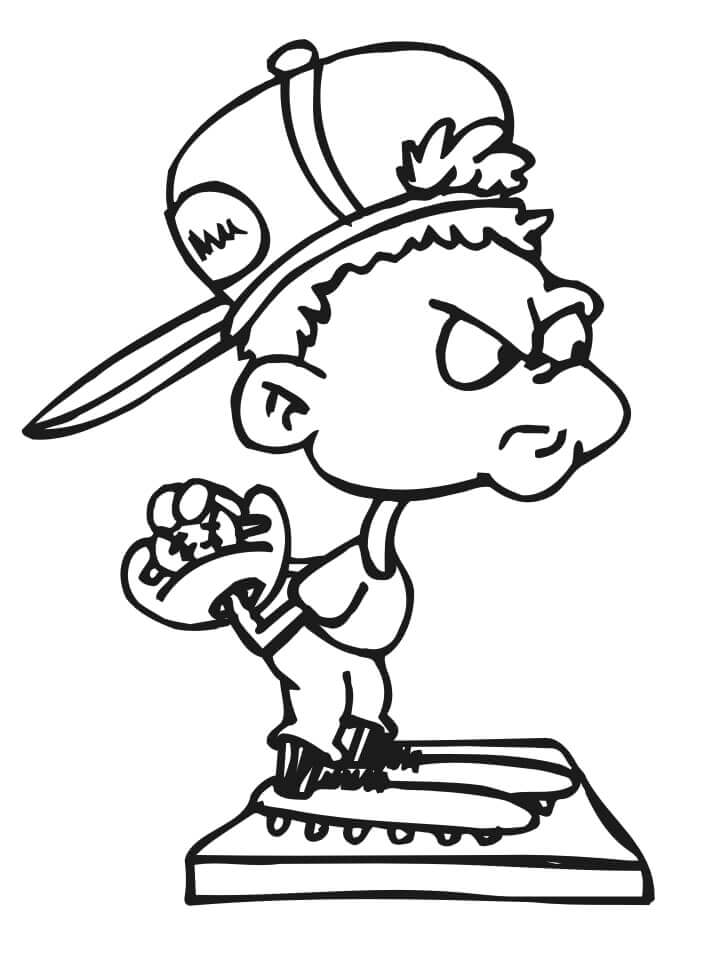 Coloriage Garçon Jouant au Baseball 2