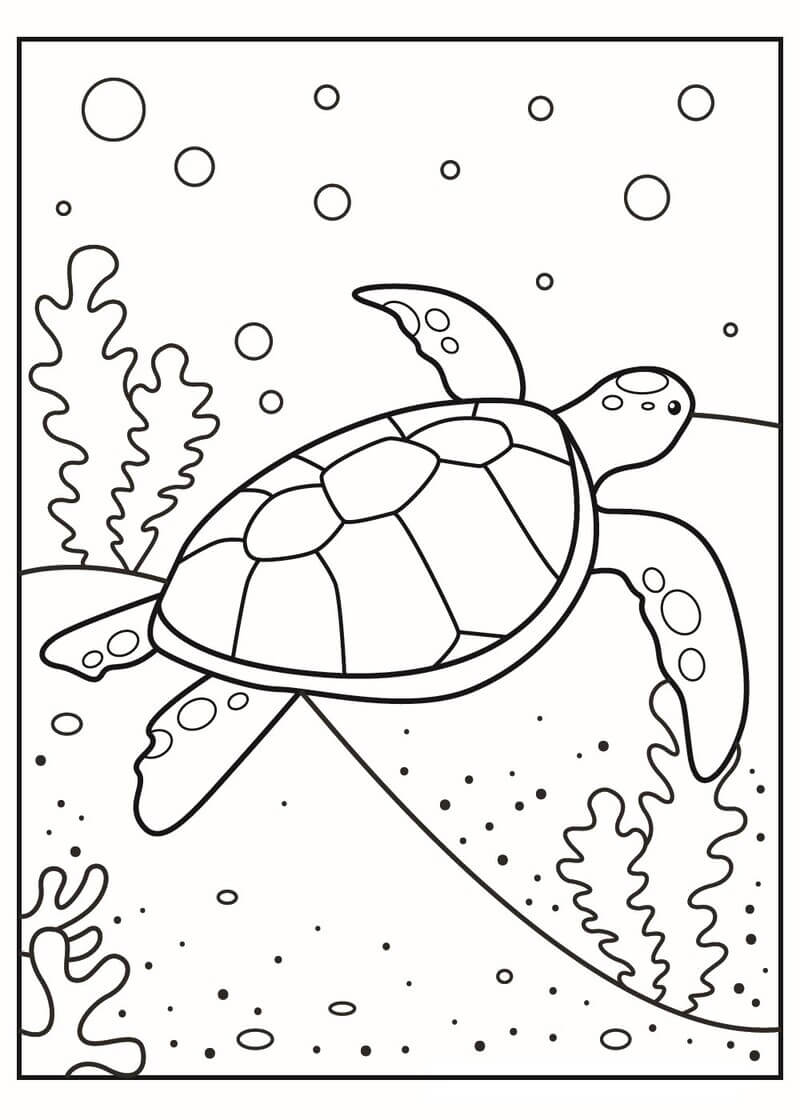 Coloriage Grande tortue de mer à imprimer