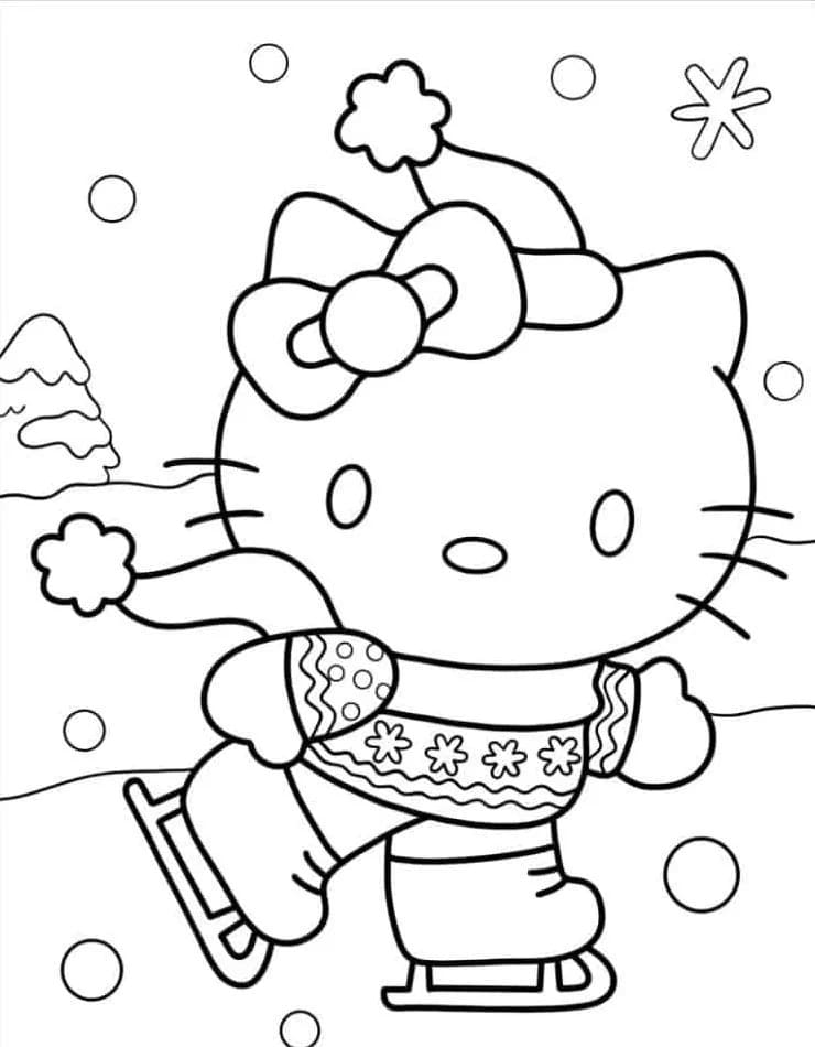 Coloriage Image de Hello Kitty chez enfant à imprimer