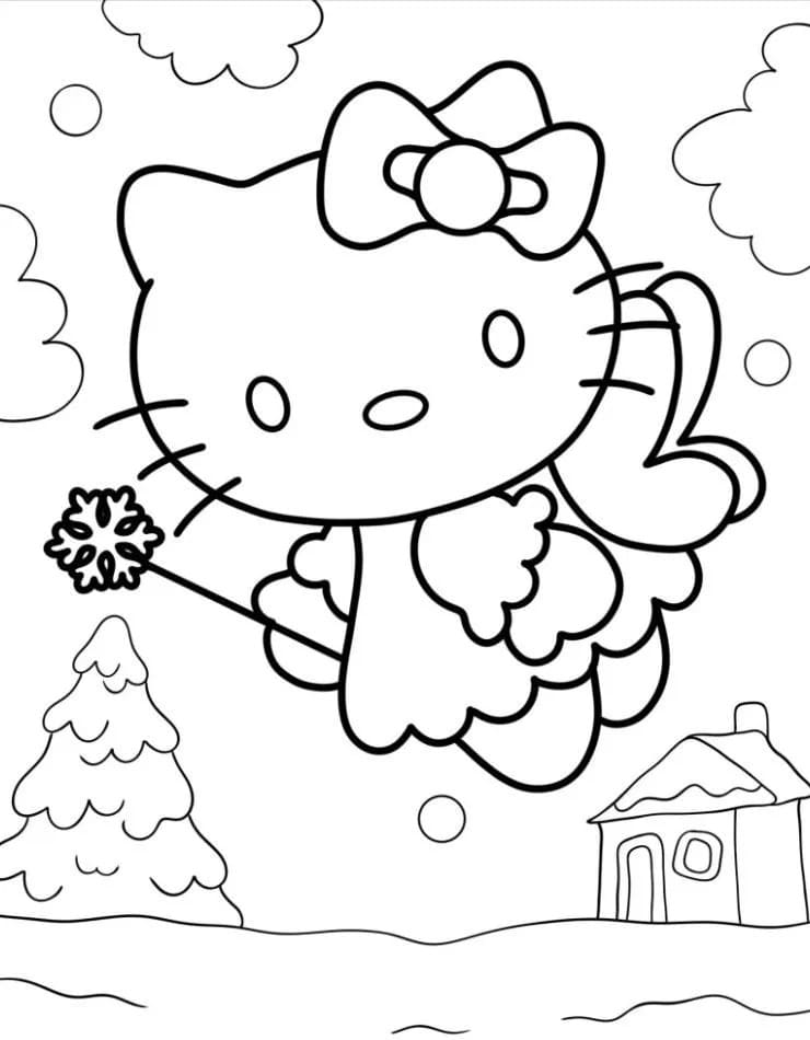 Coloriage Image de Hello Kitty chez enfants à imprimer