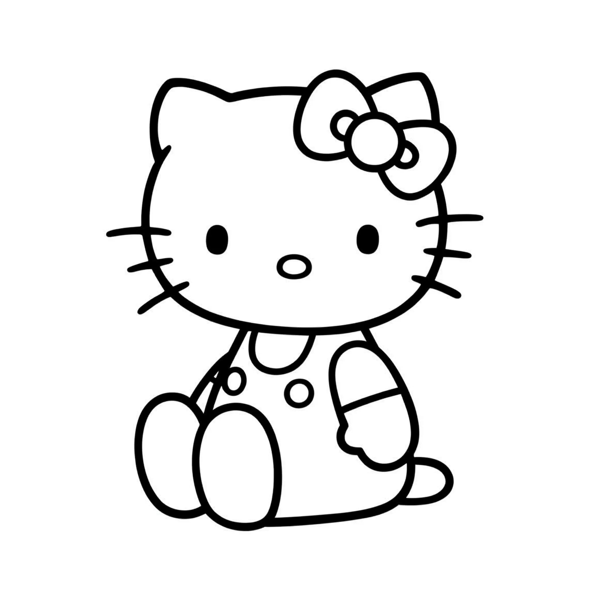 Coloriage Image de Hello Kitty gratuite chez les enfants à imprimer