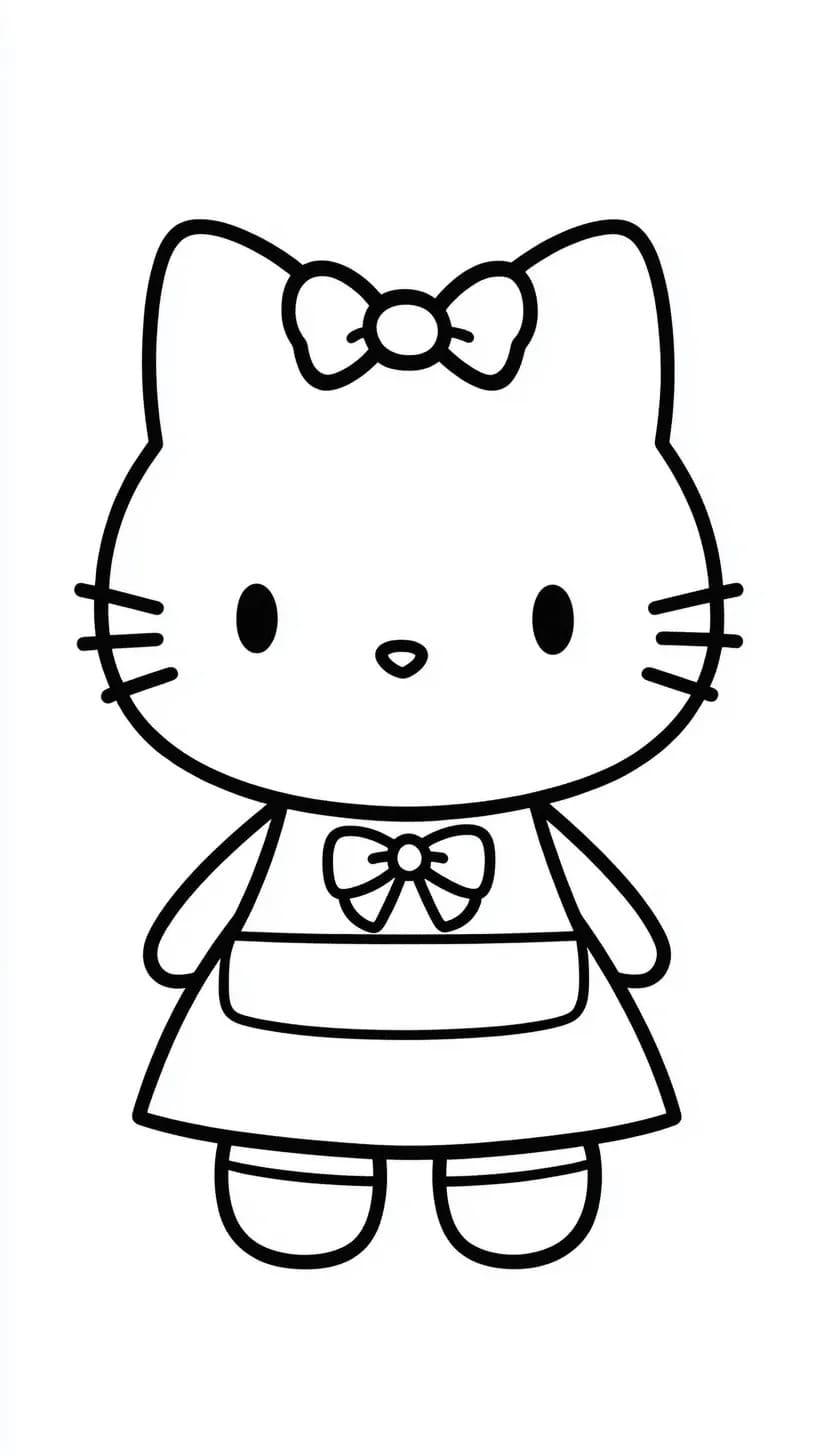 Coloriage Image de Hello Kitty gratuite imprimable chez les enfants à imprimer